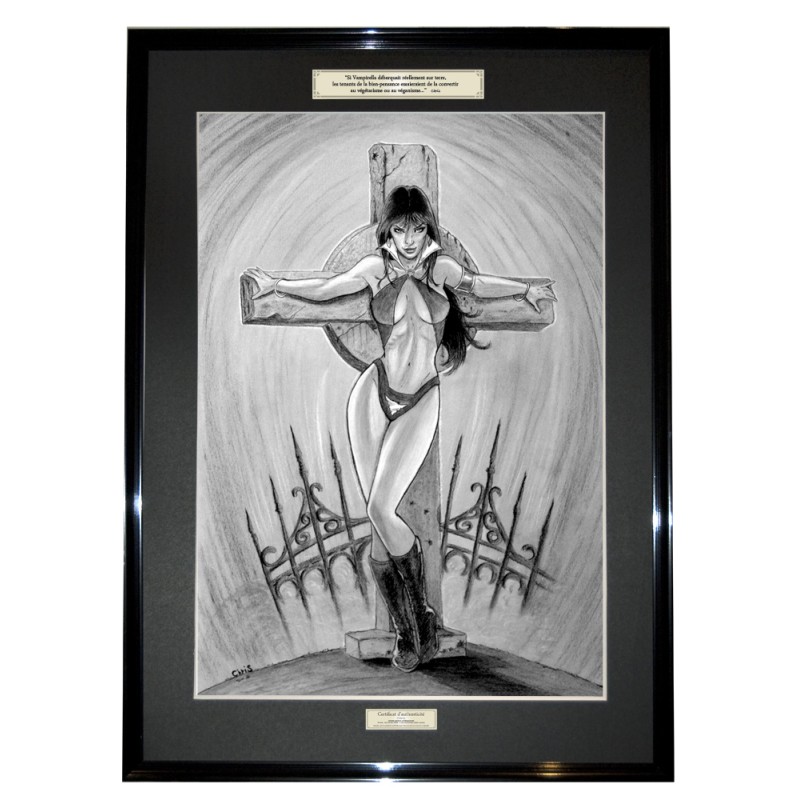 VAMPIRELLA - Dessin ORIGINAL - cadre :  50 X 70 cm - dessin :  40 x 60 cm