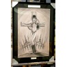 VAMPIRELLA - Dessin ORIGINAL - cadre :  50 X 70 cm - dessin :  40 x 60 cm