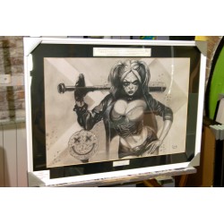 HARLEY QUINN - Dessin ORIGINAL - cadre :  50 X 70 cm - dessin :  40 x 60 cm