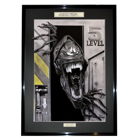 ALIEN QUEEN - Dessin ORIGINAL - cadre : 50 X 70 cm - dessin : 40 x 60 cm