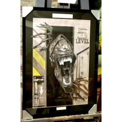 ALIEN QUEEN - Dessin ORIGINAL - cadre :  50 X 70 cm - dessin :  40 x 60 cm