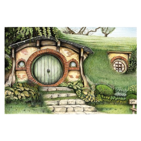 HOBBIT - Dessin ORIGINAL - cadre : 50 X 70 cm - dessin : 40 x 60 cm