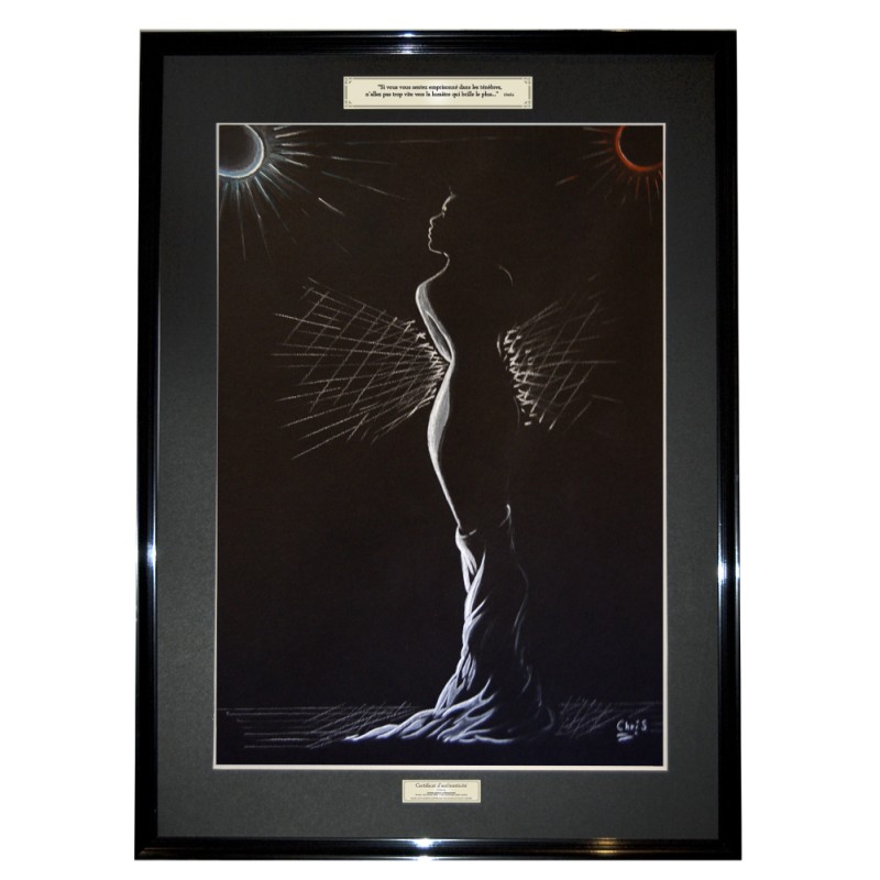 LUMIERE - Dessin ORIGINAL - cadre :  50 X 70 cm - dessin :  40 x 60 cm