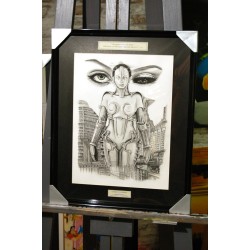 MARIA METROPOLIS - Dessin ORIGINAL - cadre :  cadre : 50 X 40 - dessin : 29 X 42