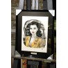 PINUP TRAIN - Dessin ORIGINAL - cadre :  cadre : 50 X 40 - dessin : 29 X 42