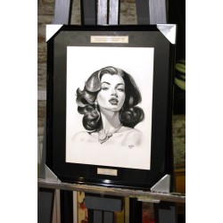PINUP DEDAIN -  Dessin ORIGINAL - cadre :  cadre : 50 X 40 - dessin : 29 X 42