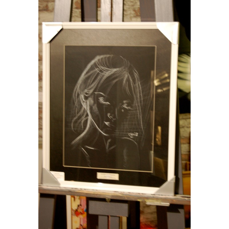 FEMME ESQUISSE -  Dessin ORIGINAL - cadre :  cadre : 50 X 40 - dessin : 29 X 42