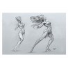 MOUVEMENT - Dessin ORIGINAL - cadre :  cadre : 50 X 40 - dessin : 29 X 42
