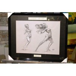 MOUVEMENT - Dessin ORIGINAL - cadre :  cadre : 50 X 40 - dessin : 29 X 42