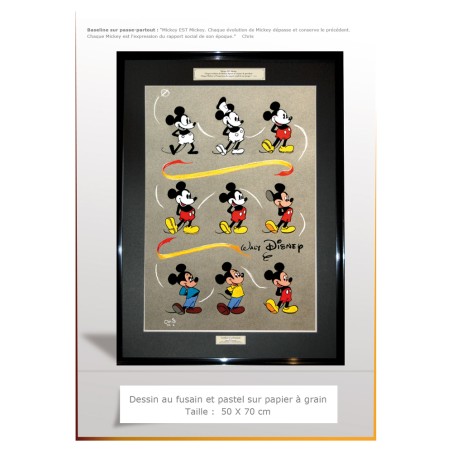 MICKEY - Dessin ORIGINAL au Fusain et Pastel.