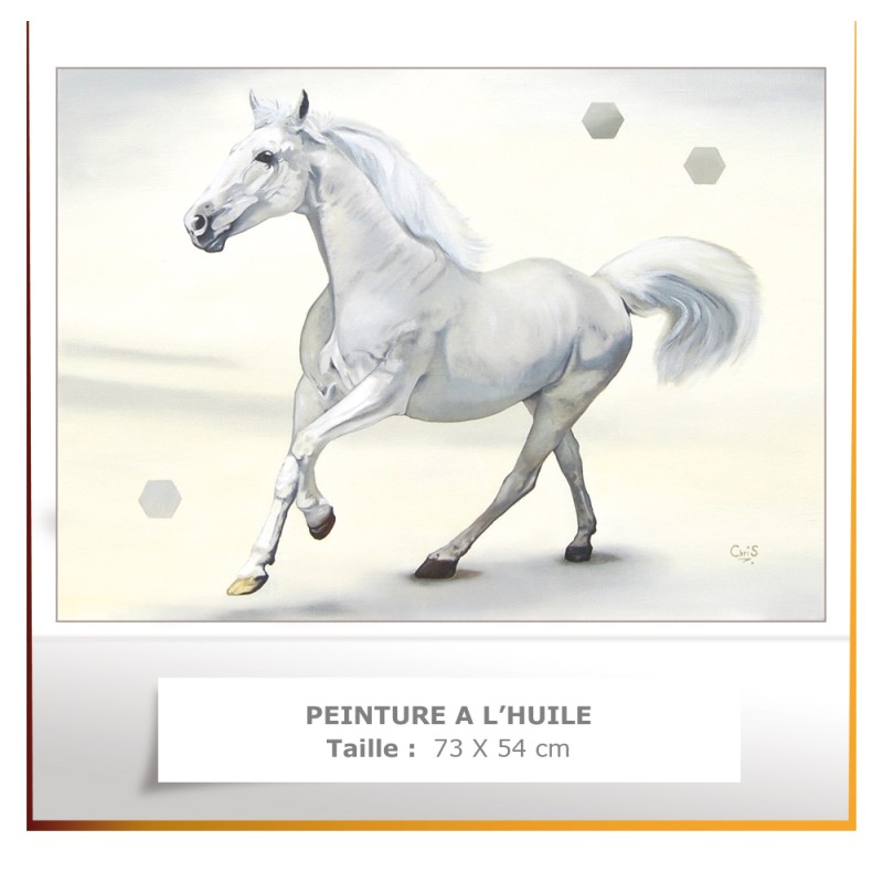 SNOW HORSE - Peinture à l'huile - Taille : 20P (73 x 54)
