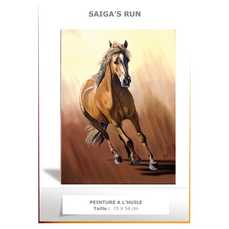 SAIGA'S RUN - Peinture à l'huile - Taille : 20P (73 x 54)