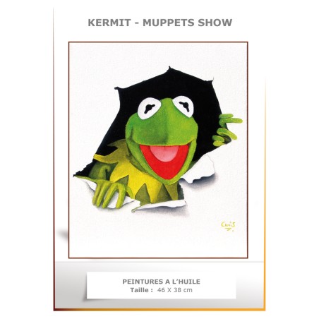 KERMIT - Peinture à l'huile - Taille : 8F 46 x 38 cm