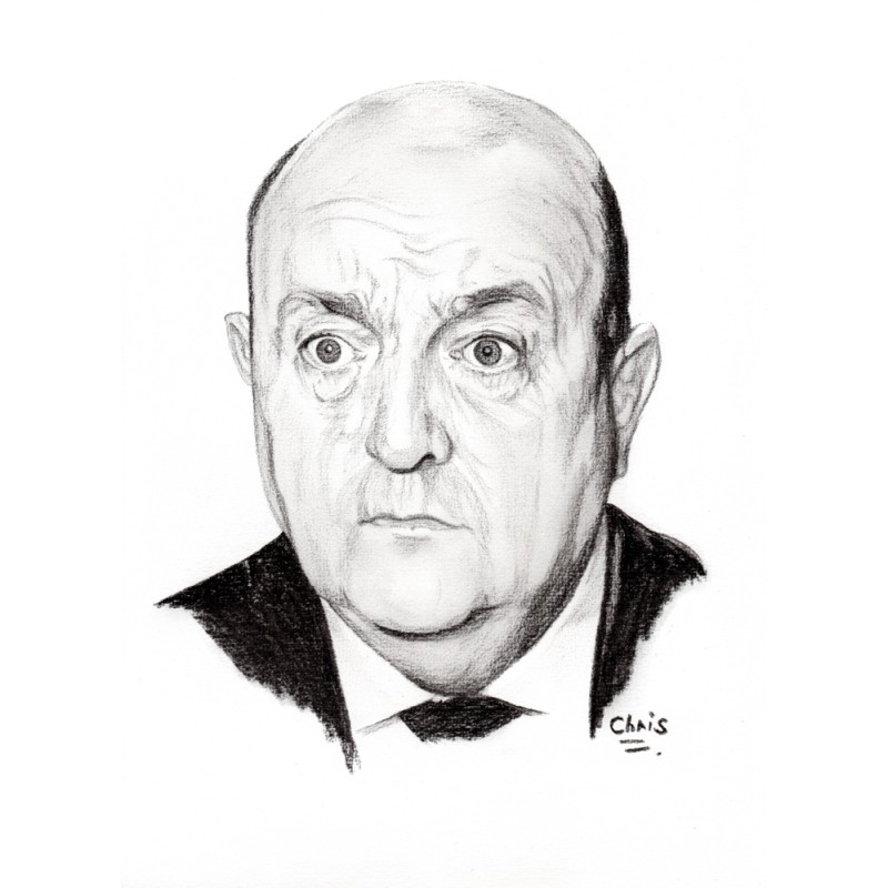 Tontons flingueurs - Dessin ORIGINAL au Fusain  sur papier à  grain encadré.