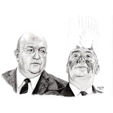 Grand restaurant - Dessin ORIGINAL au Fusain  sur papier à  grain encadré.