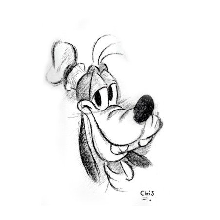 Dingo - Dessin ORIGINAL au Fusain  sur papier à  grain encadré.