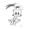 Donald - Dessin ORIGINAL au Fusain  sur papier à  grain encadré.