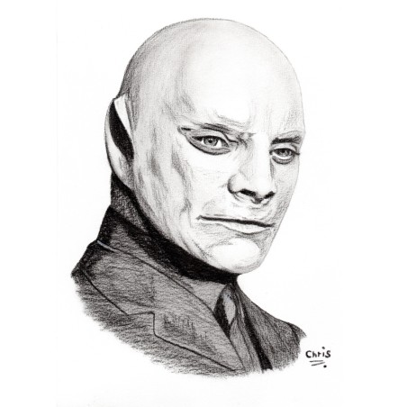 Fantomas - Dessin ORIGINAL au Fusain  sur papier à  grain encadré.