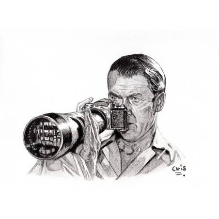Fenêtre sur cour - Dessin ORIGINAL au Fusain  sur papier à  grain encadré.