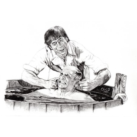 Folie des grandeurs - Dessin ORIGINAL au Fusain  sur papier à  grain encadré.
