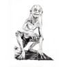 Gollum Smeagol - Dyptique de Dessin ORIGINAL au Fusain  sur papier à  grain encadré.