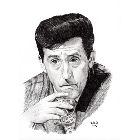 Jean Levebvre - Tontons flingueurs - Dessin ORIGINAL au Fusain  sur papier à  grain encadré.