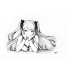 Femme Manga - Dessin ORIGINAL au Fusain  sur papier à  grain encadré.
