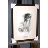Femme Manga sexy - Dessin ORIGINAL au Fusain  sur papier à  grain encadré.