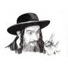 Rabbi Jacob - Dessin ORIGINAL au Fusain  sur papier à  grain encadré.