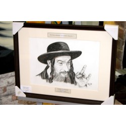 Rabbi Jacob - Dessin ORIGINAL au Fusain  sur papier à  grain encadré.
