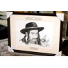 Rabbi Jacob - Dessin ORIGINAL au Fusain  sur papier à  grain encadré.