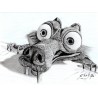 Scrat & son gland - Dyptique de Dessin ORIGINAL au Fusain  sur papier à  grain encadré.