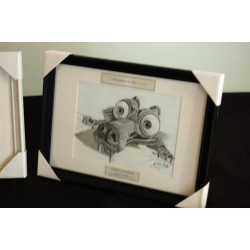 Scrat & son gland - Dyptique de Dessin ORIGINAL au Fusain  sur papier à  grain encadré.