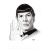 Spock - Dessin ORIGINAL au Fusain  sur papier à  grain encadré.