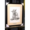 Yoda - Dessin ORIGINAL au Fusain  sur papier à  grain encadré.