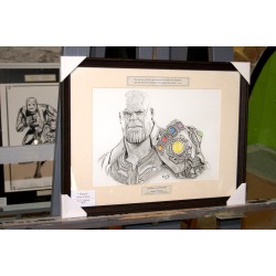 Thanos - Dessin ORIGINAL au Fusain  sur papier à  grain encadré.