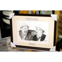 Le Corniaud - Dessin ORIGINAL au Fusain  sur papier à  grain encadré.