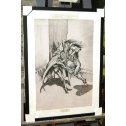 INCASSABLE -Dessin ORIGINAL au Fusain sur papier gris à  grain encadré. Taille cadre :  50 X 70 cm - Taille dessin :  40 x 60 cm
