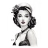 PINUP REGARD - REPRODUCTION A4 de mon dessin au fusain, encadré.