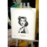 PINUP REGARD - REPRODUCTION A4 de mon dessin au fusain, encadré.