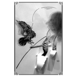 HITCHCOCK - REPRODUCTION A3 de mon dessin au fusain, pastel, encadré.
