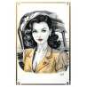 PINUP TRAIN - REPRODUCTION A3 de mon dessin au fusain, pastel, encadré.