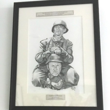 Dessin ORIGINAL au Fusain sur papier à grain encadré. Taille cadre : 33 X 43 cm - Taille dessin : 20 X 29 cm