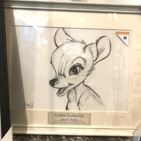 Dessin ORIGINAL au Fusain sur papier à grain encadré. Taille cadre : 33 X 43 cm - Taille dessin : 20 X 29 cm