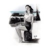 RITA HAYWORTH - Dessin ORIGINAL au Fusain sur papier à  grain encadré.