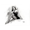 AVA GARDNER - Dessin ORIGINAL au Fusain sur papier à  grain encadré.