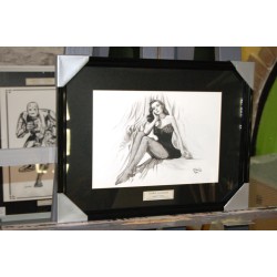 AVA GARDNER - Dessin ORIGINAL au Fusain sur papier à  grain encadré.