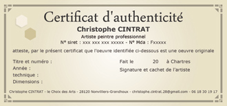Certificat Authenticité
